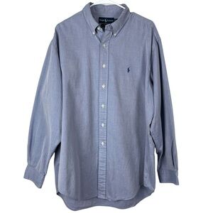 Vintage Ralph Lauren Blue Men’s Yarmouth 100% 2 Ply Cotton Size 17 34/35